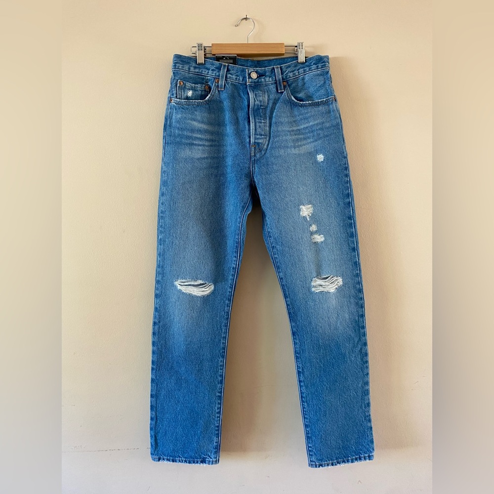 Levi’s 501 Original High Rise Straight Leg Distressed Jeans